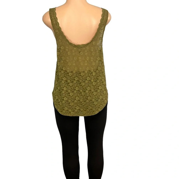 Victoria's Secret Olive Green Floral Lace Crochet Mesh Hi-Lo Tank - Picture 6 of 8